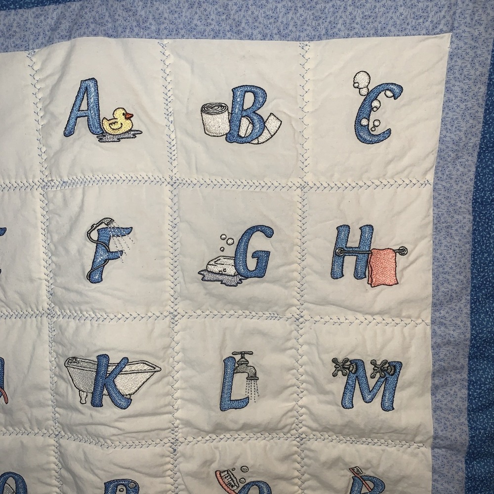 Vintage Style ABC Baby Blanket Quilt Crib Bedding Bath Theme Letters - Picture 3 of 7
